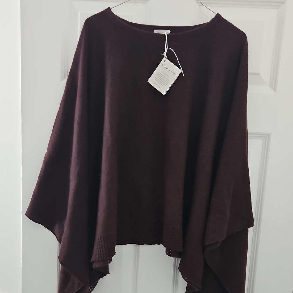 Garnet Hill Dark Plum Boatneck Ruana